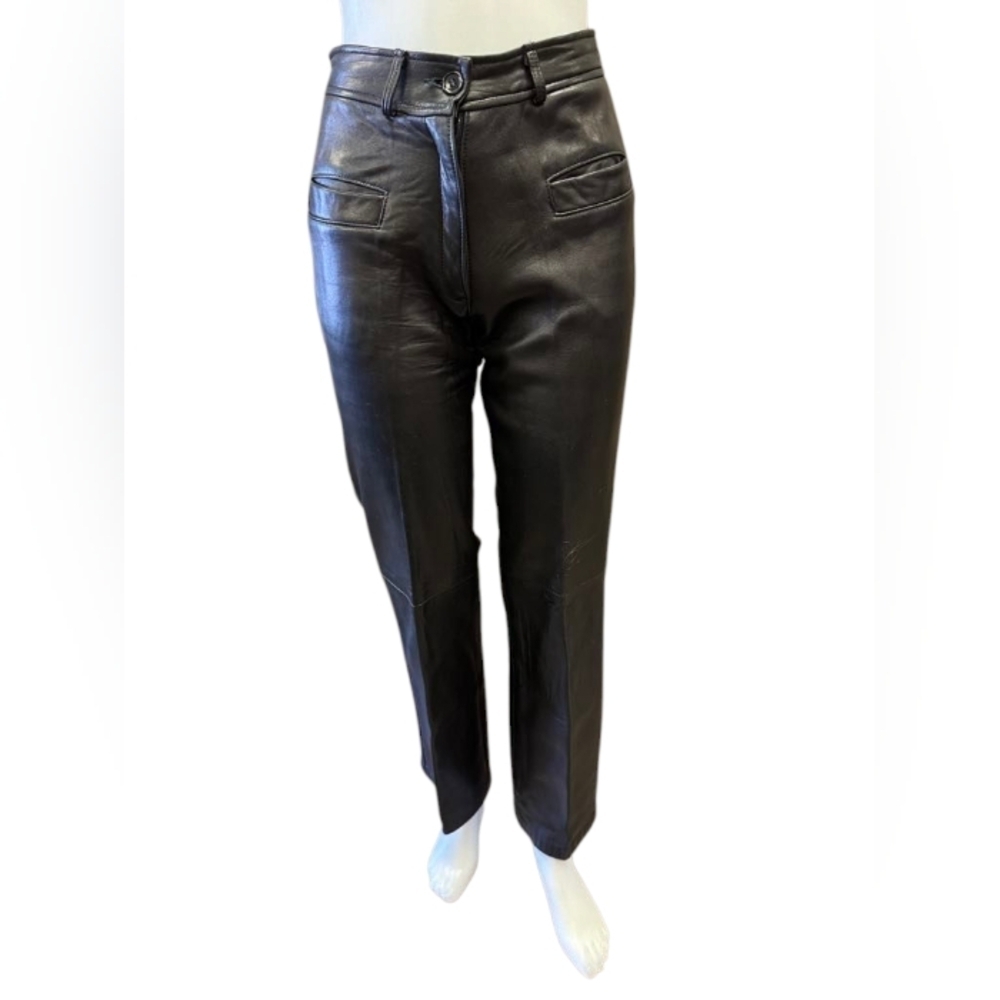 Via Luca 100% Leather Pants High Rise Black Size 9 EUC